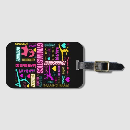 女子カラフル体操の用語集タイポグラフィ ラゲッジタグ (正面横)