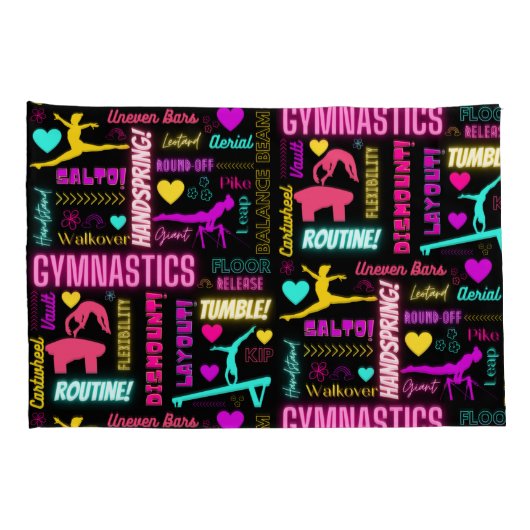 女子カラフル体操の用語集タイポグラフィ 枕カバー (裏面-右)