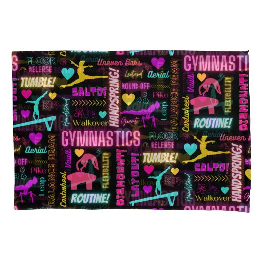 女子カラフル体操の用語集タイポグラフィ 枕カバー (正面左)