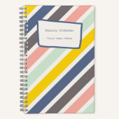 女子カラフル名モノグラムの学校の科目 ノートブック (正面)