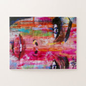 女子カラフル顔グラフィティアート ジグソーパズル (横)