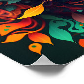 女子カラフル顔AI発サイケデリック生美術 ポスター (角)