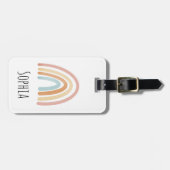 女子カワイイボホー水彩虹とネームキッズ ラゲッジタグ (正面横)