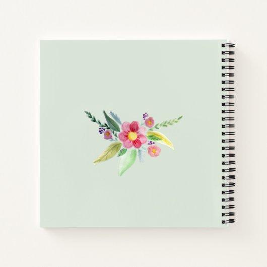 女子カワイト春の植物の花とネームキッズ ノートブック (裏面)