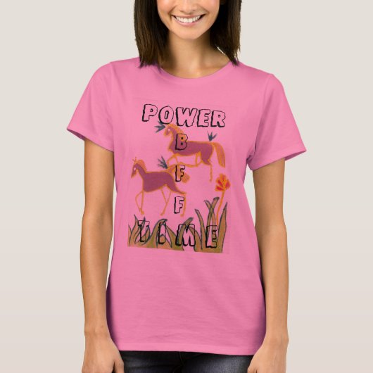 女子ガーリーパワータイムスローガン Tシャツ (正面)