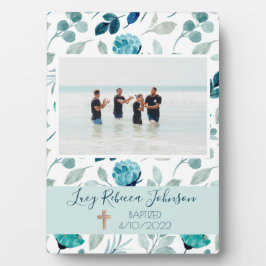 女子キリスト教洗礼記念銘板ブルー フォトプラーク