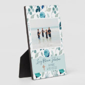 女子キリスト教洗礼記念銘板ブルー フォトプラーク (側面)