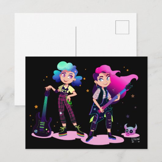 女子ギタ遊ー2人 ポストカード (正面/裏面)