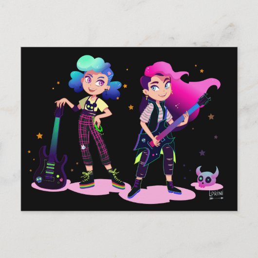 女子ギタ遊ー2人 ポストカード (正面)