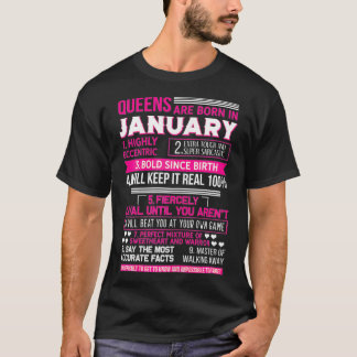 女子クイーンズ生まれは1月のおもしろい誕生日G Tシャツ