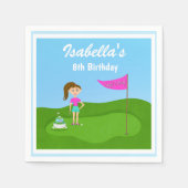 女子クールゴルフをテーマにした誕生日パーティー スタンダードカクテルナプキン (正面)