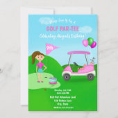 女子クールゴルフをテーマにした誕生日パーティー 招待状 (正面)