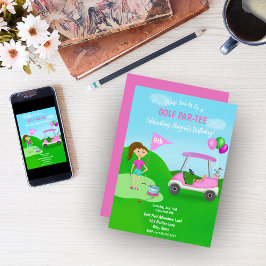 女子クールゴルフをテーマにした誕生日パーティー 招待状