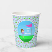 女子クールゴルフをテーマにした誕生日パーティー 紙コップ (裏面)