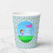 女子クールゴルフをテーマにした誕生日パーティー 紙コップ (正面)