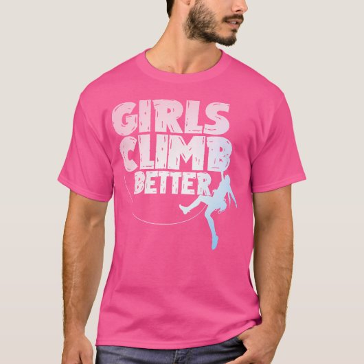 女子クール女室内ロック用ロッククライマーアート Tシャツ (正面)