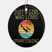 女子クール子供の海ダイビングのためのスピアフィッシング セラミックオーナメント (左)