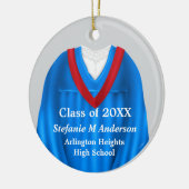 女子グラッドガウンブルーとレッドオーナメント セラミックオーナメント (左)