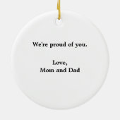 女子グラッドガウンブルーと金ゴールドオーナメント セラミックオーナメント (裏面)