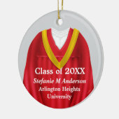 女子グラッドガウン赤と金ゴールドオーナメント セラミックオーナメント (左)