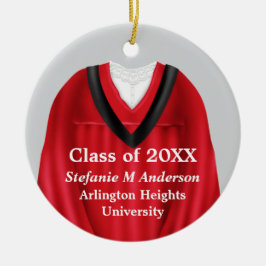 女子グラッドガウン赤と黒オーナメント セラミックオーナメント
