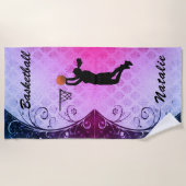 女子グラデーショ威厳のあるンバスケットボール ビーチタオル (正面)