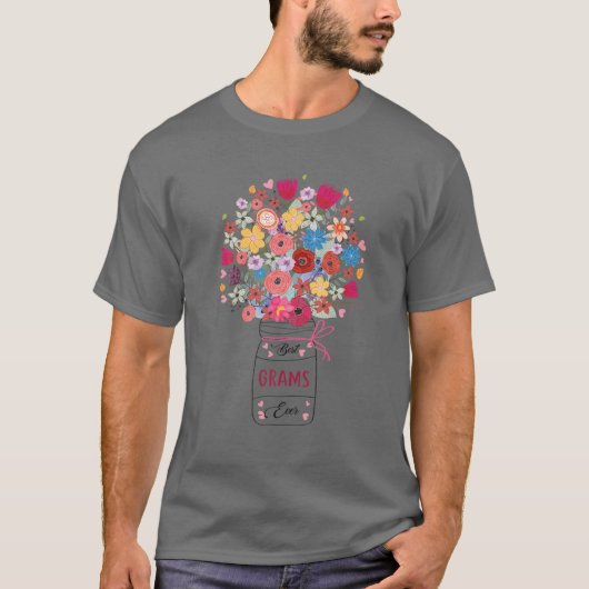 女子グラ最高のムエバーアートフラワーグランマ母 Tシャツ (正面)