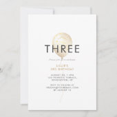 女子グリッター金ゴールド3rd誕生日パーティー 招待状 (正面)