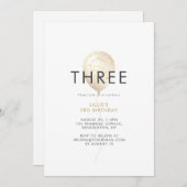 女子グリッター金ゴールド3rd誕生日パーティー 招待状 (正面/裏面)