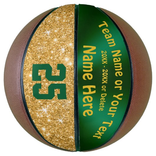 女子グリーンと金ゴールドパーソナライズされたボール バスケットボール (縦)