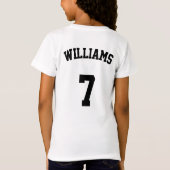 女子グリーンバスケットボールチーム名、選手および数 Tシャツ (裏面)