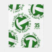 女子グリーンホワイトバレーボールコート幸せ場所 フリースブランケット (正面)