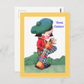 女子ゴルフかわいいはがきヴィンテージゴルフ ポストカード (正面/裏面)