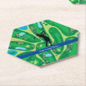 女子ゴルファーのシルエットゴルフ場 ペーパーコースター (アングル)