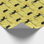 女子ゴルファーのシルエット誕生日ラッピング紙 ラッピングペーパー (角)