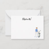 女子ゴルファーの名称付きゴルフ ノートカード (正面)