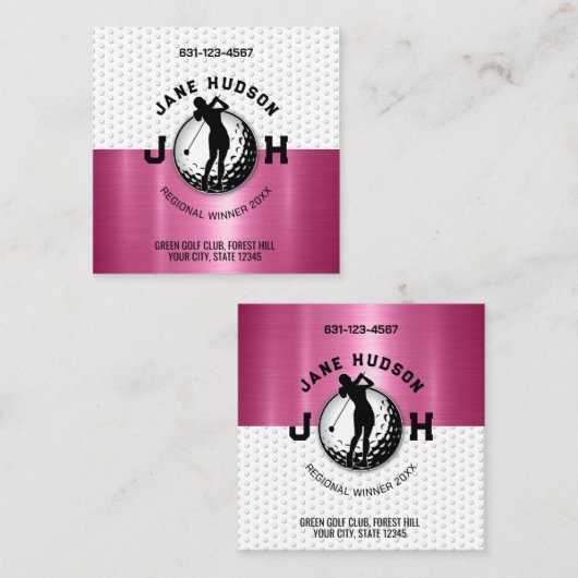 女子ゴルファーモノグラムデザイン スクエア名刺 (正面/裏面)