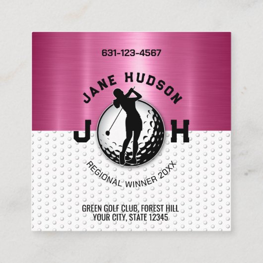 女子ゴルファーモノグラムデザイン スクエア名刺 (裏面)