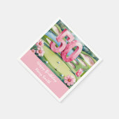 女子ゴルファー用のナンバー付きゴルフ50誕生日 スタンダードカクテルナプキン (角)