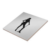 女子ゴルファー銀セラミックタイル タイル (側面)