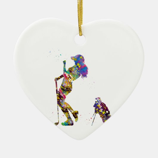 女子ゴルファー セラミックオーナメント (正面)