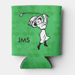 女子ゴルフパーソナライズされたマンガのゴルファー 缶クーラー