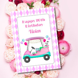 女子ゴルフパーティーカート 70歳の誕生日おめでとう カード