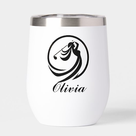 女子ゴルフプレーヤーシルエットパーソナライズされた (背面)