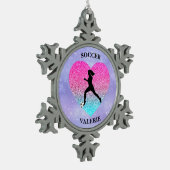 女子サッカーが大好き スノーフレークピューターオーナメント (左)