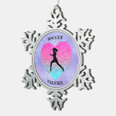 女子サッカーが大好き スノーフレークピューターオーナメント (右)