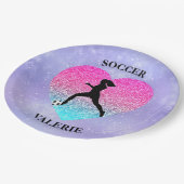 女子サッカーが大好き ペーパープレート (アングル)