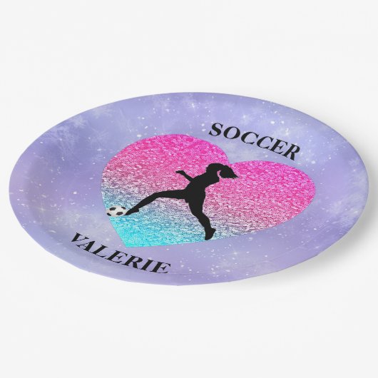 女子サッカーが大好き ペーパープレート (アングル)