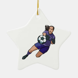 女子サッカーのゴアリー・グラフィック セラミックオーナメント