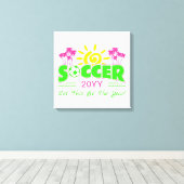 女子サッカーのサンシャインパーム キャンバスプリント (インサイチュ (ウッドフロア))